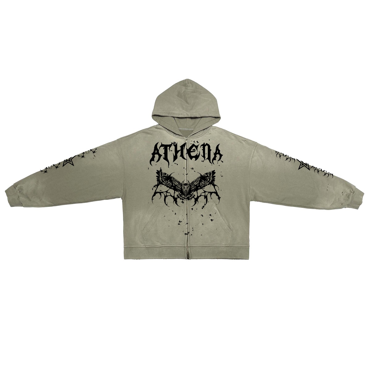 100% cotton ● Heavyweight ● Distressed Zip-Up Hoodie (420GSM)