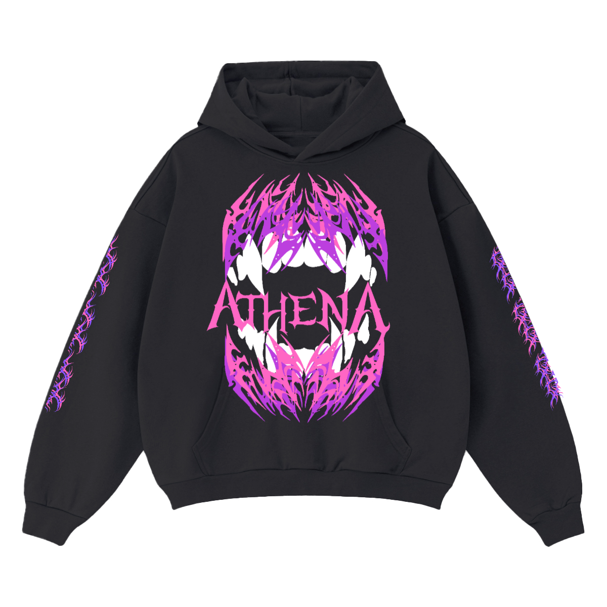 Teeth Hoodie, Cropped and Drop Shoulder Fit