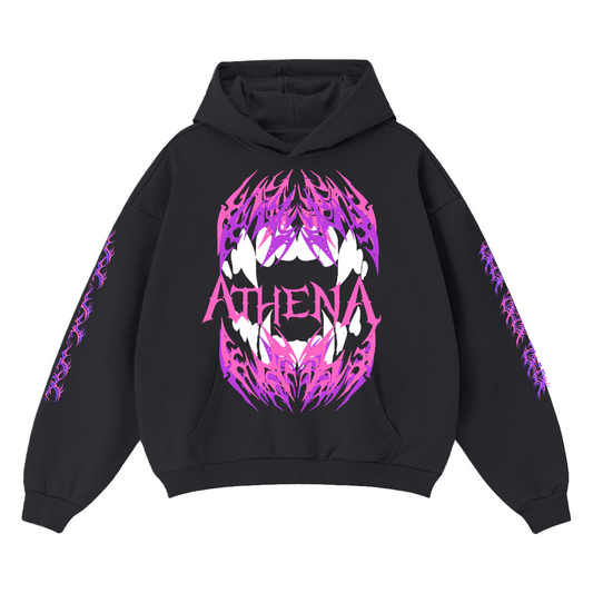 Teeth Hoodie, Cropped and Drop Shoulder Fit