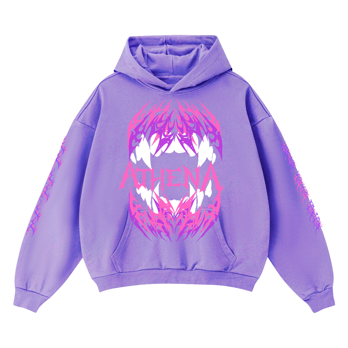 Teeth Hoodie, Cropped and Drop Shoulder Fit