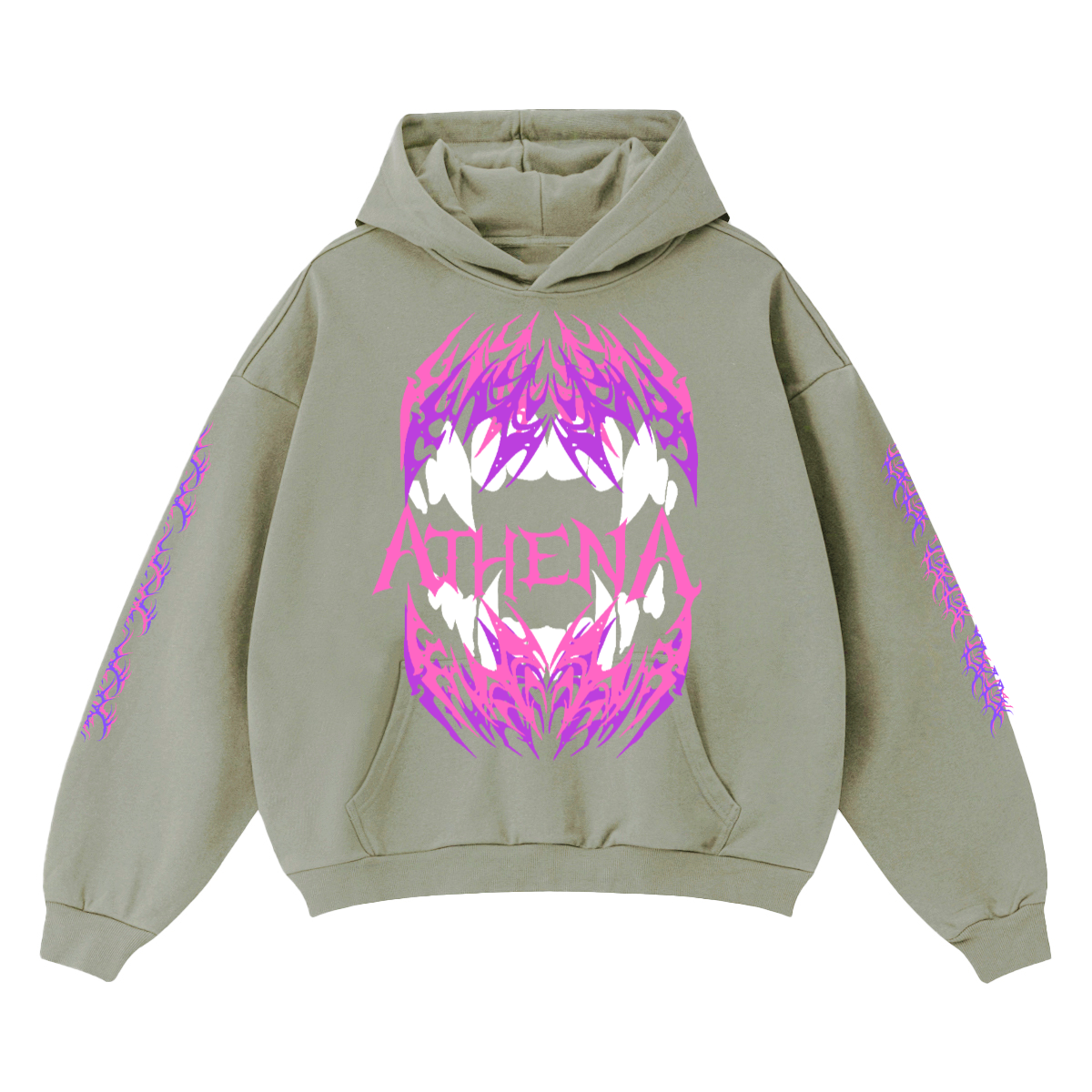 Teeth Hoodie, Cropped and Drop Shoulder Fit