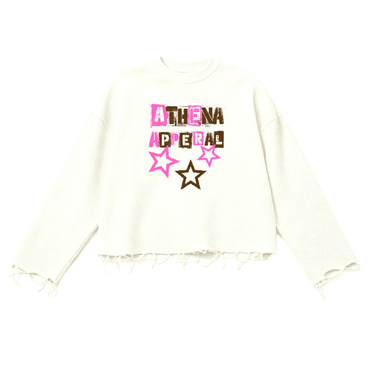 Star Logo Waffle Cropped Long Sleeve Shirt