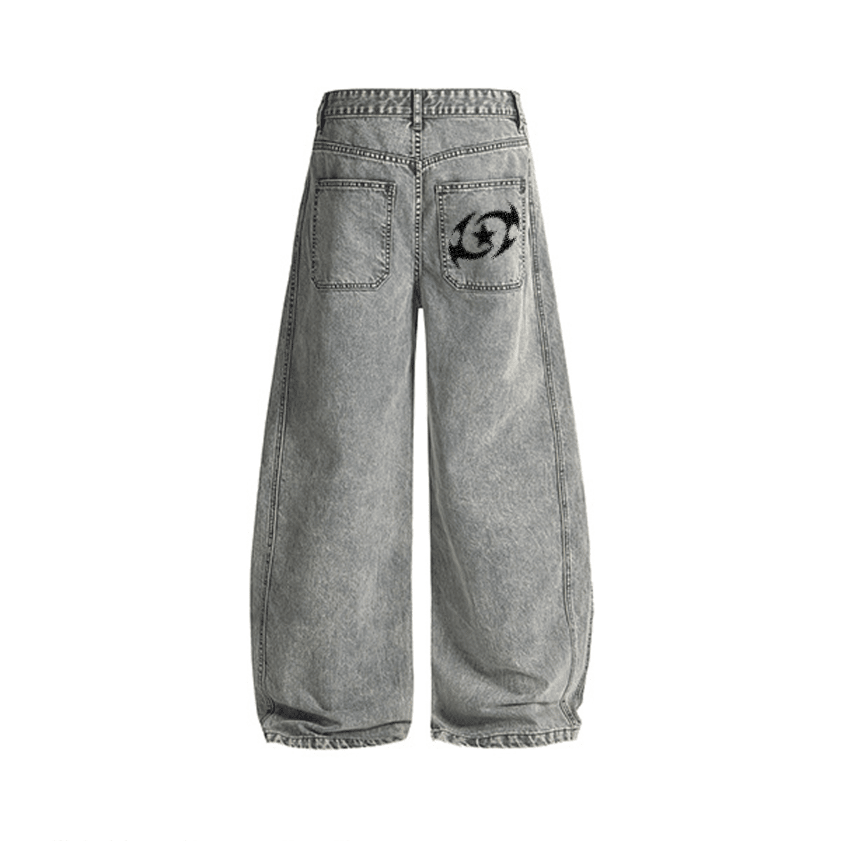 Washed Curved Blade Denim Jeans