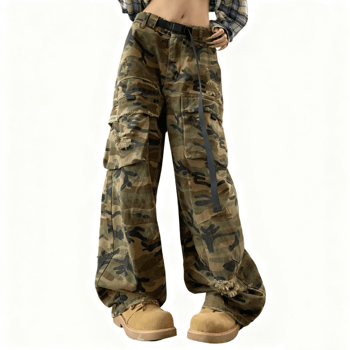 Unisex Camouflage Loose Wide-leg Jeans