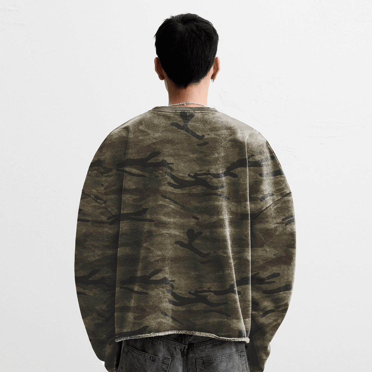 Camo Cropped Crewneck Sweatshirt