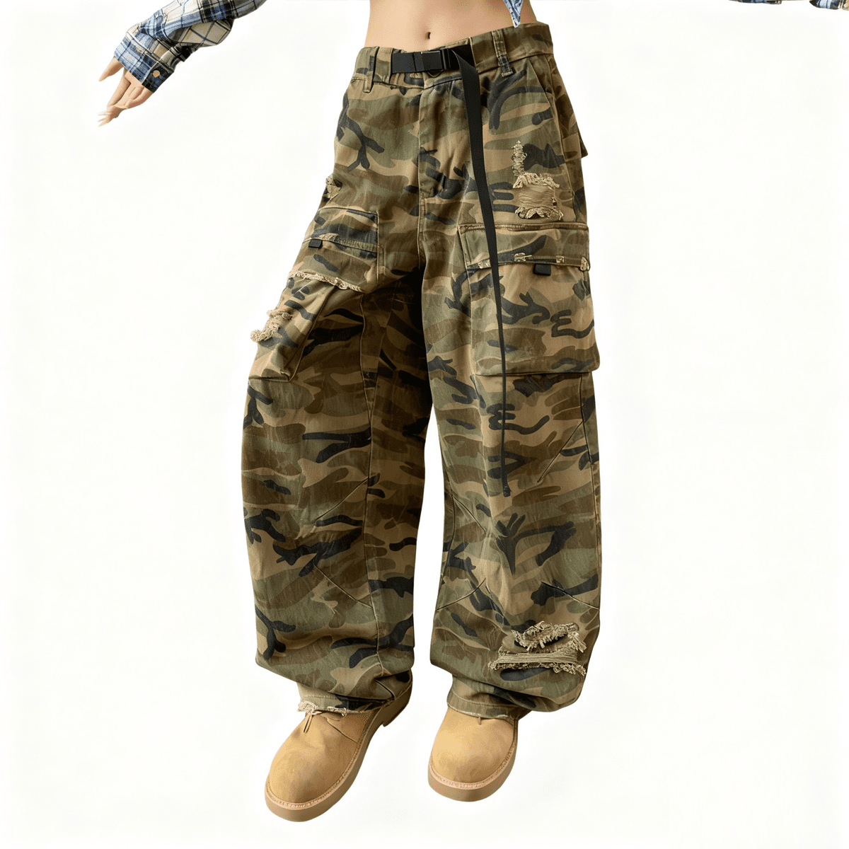 Unisex Camouflage Loose Wide-leg Jeans