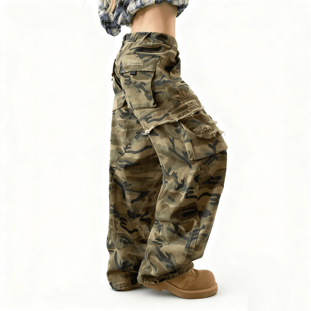 Unisex Camouflage Loose Wide-leg Jeans
