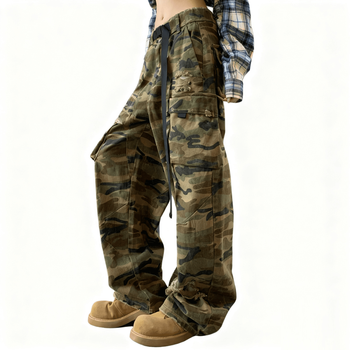 Unisex Camouflage Loose Wide-leg Jeans