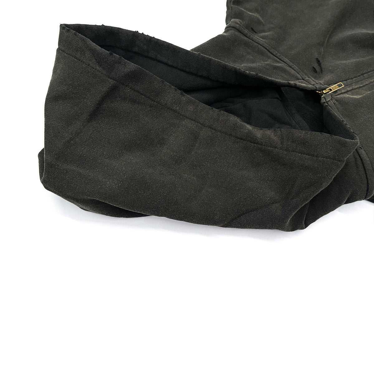 Heavyweight Washed Distressed Dystopian Streetwear Zip-Up Hoodie