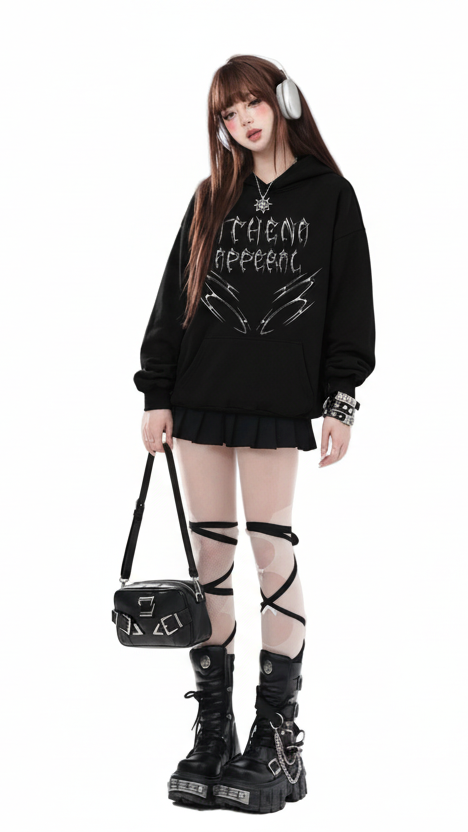 Boxy Fit Metal Logo Hoodie