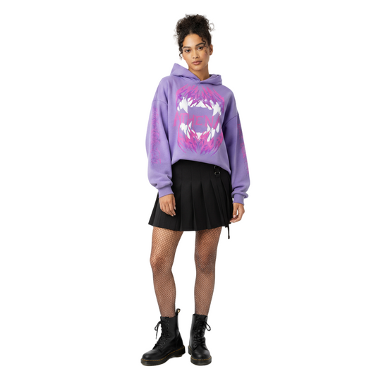 Teeth Hoodie, Cropped and Drop Shoulder Fit