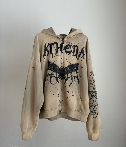 100% cotton ● Heavyweight ● Distressed Zip-Up Hoodie (420GSM)