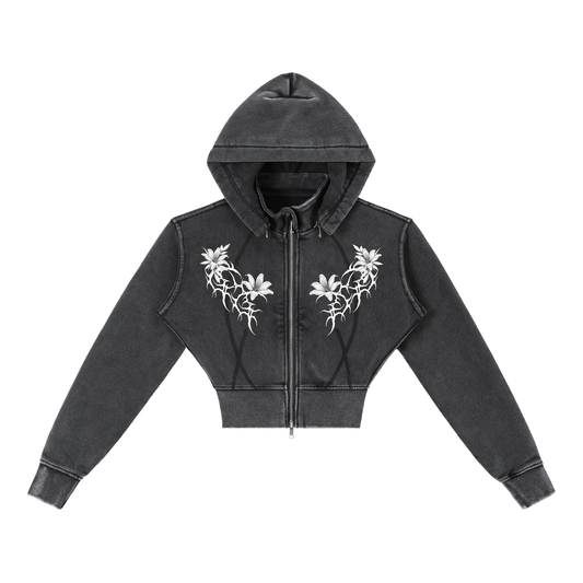 Cyber Design Cropped Hoodie